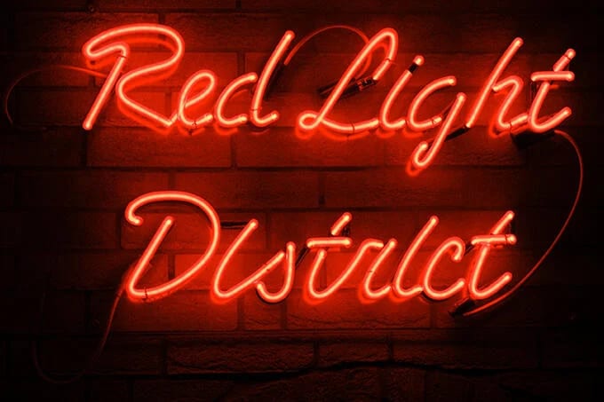 Amsterdam red light district neon sign